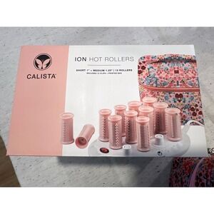 Calista Ion Hot Rollers Short Medium 1 Inch 1.25 Inch 12 Rollers Clip floral bag